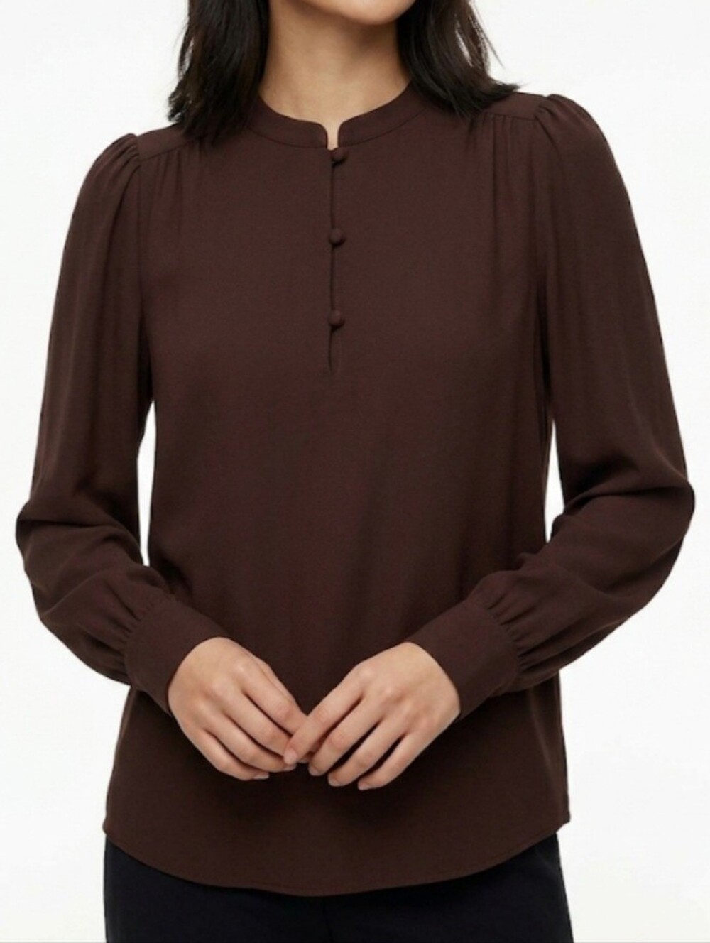 Wilfred Brown Ava Long Sleeve Blouse Size XS Capsule Wardrobe